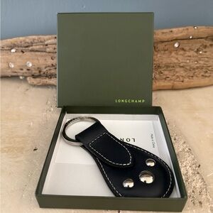 Longchamp Black Leather Key Holder